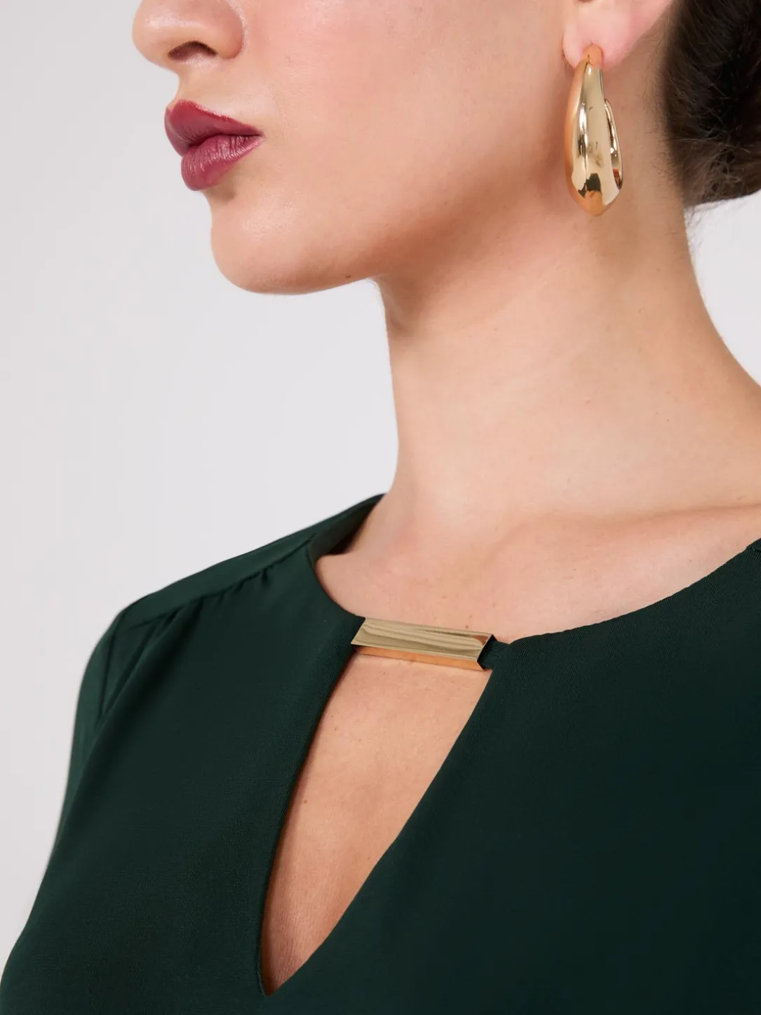 Long Sleeve Top With Metal Bar Detail