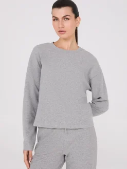 Melange Brushed Ribbed Loose Sweatshirt