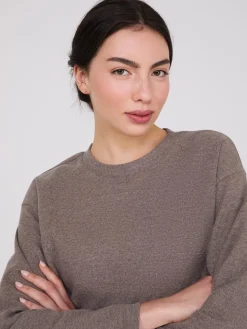 Melange Brushed Ribbed Loose Sweatshirt