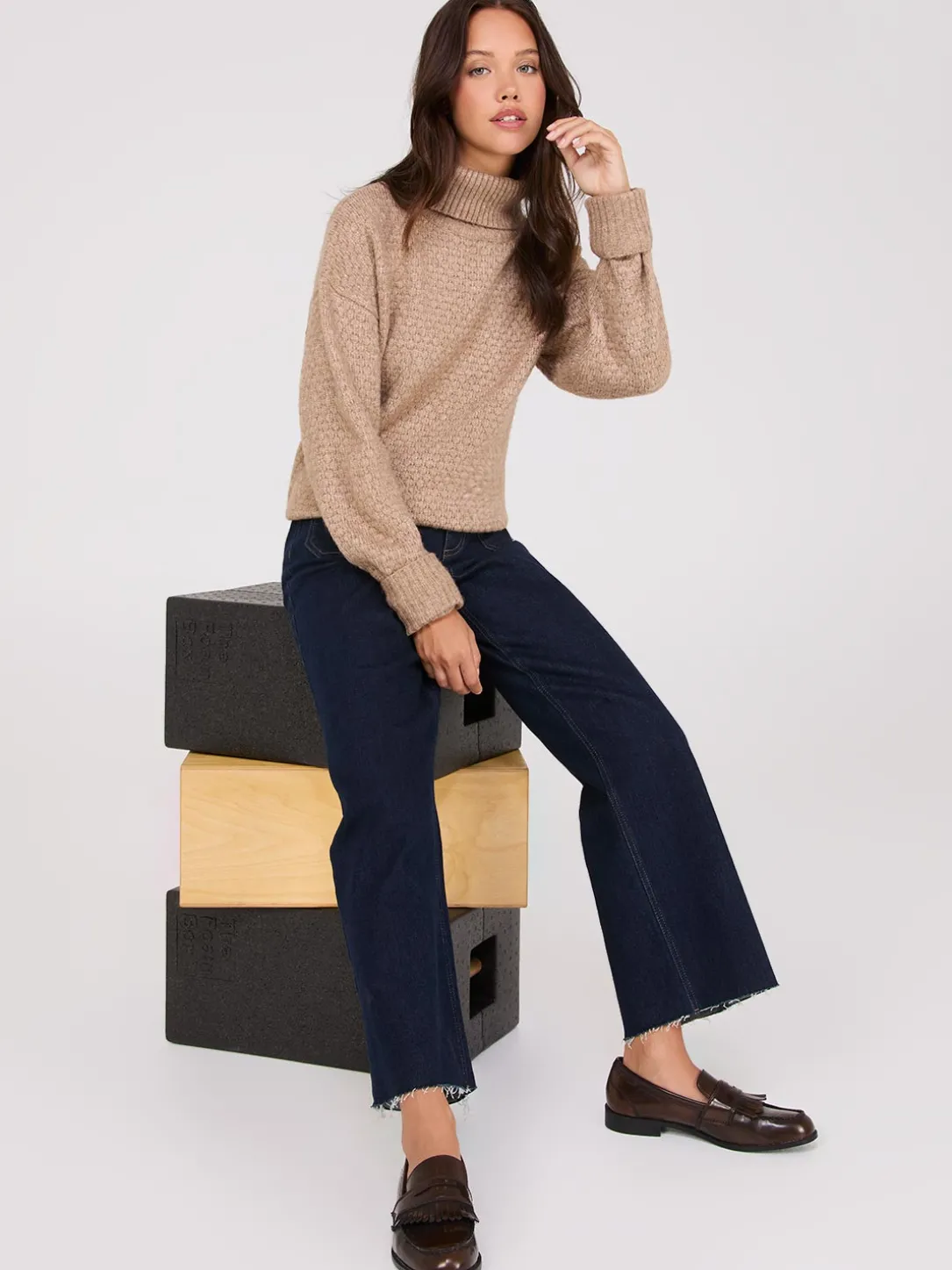 Melange Diamond Honeycomb Stitch Sweater