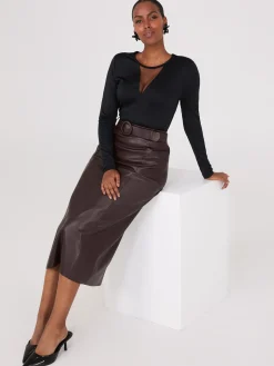 Mesh V-Neck Long Sleeve Top