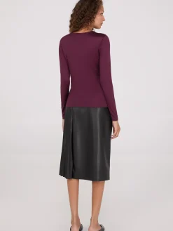 Mesh V-Neck Long Sleeve Top