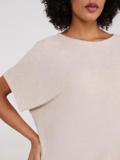 Metallic Boat Neck Dolman Sleeve Top