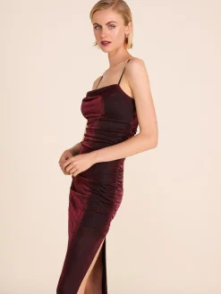 Metallic Cowl Neck Gown