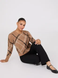 Metallic Jacquard Crew Neck Sweater
