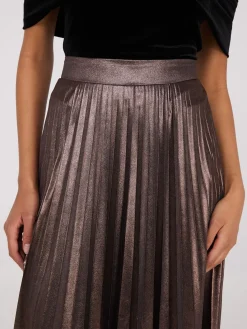 Midi Foil Pleated Skirt