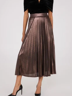 Midi Foil Pleated Skirt