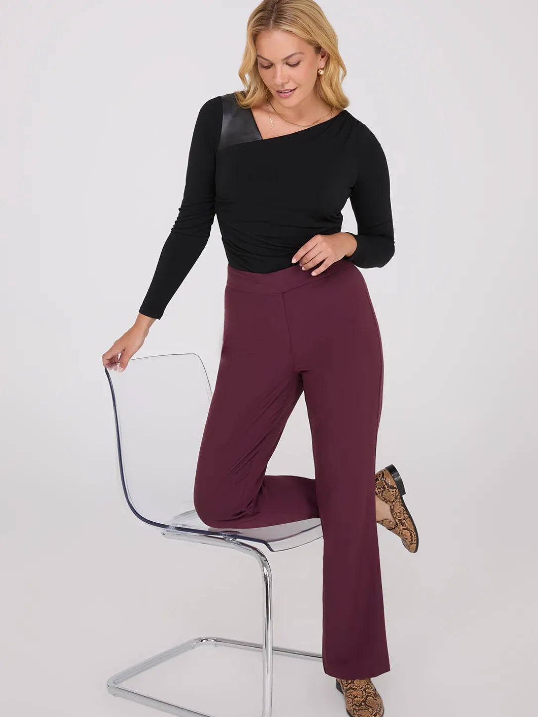 Mid-Rise Bootcut Pants