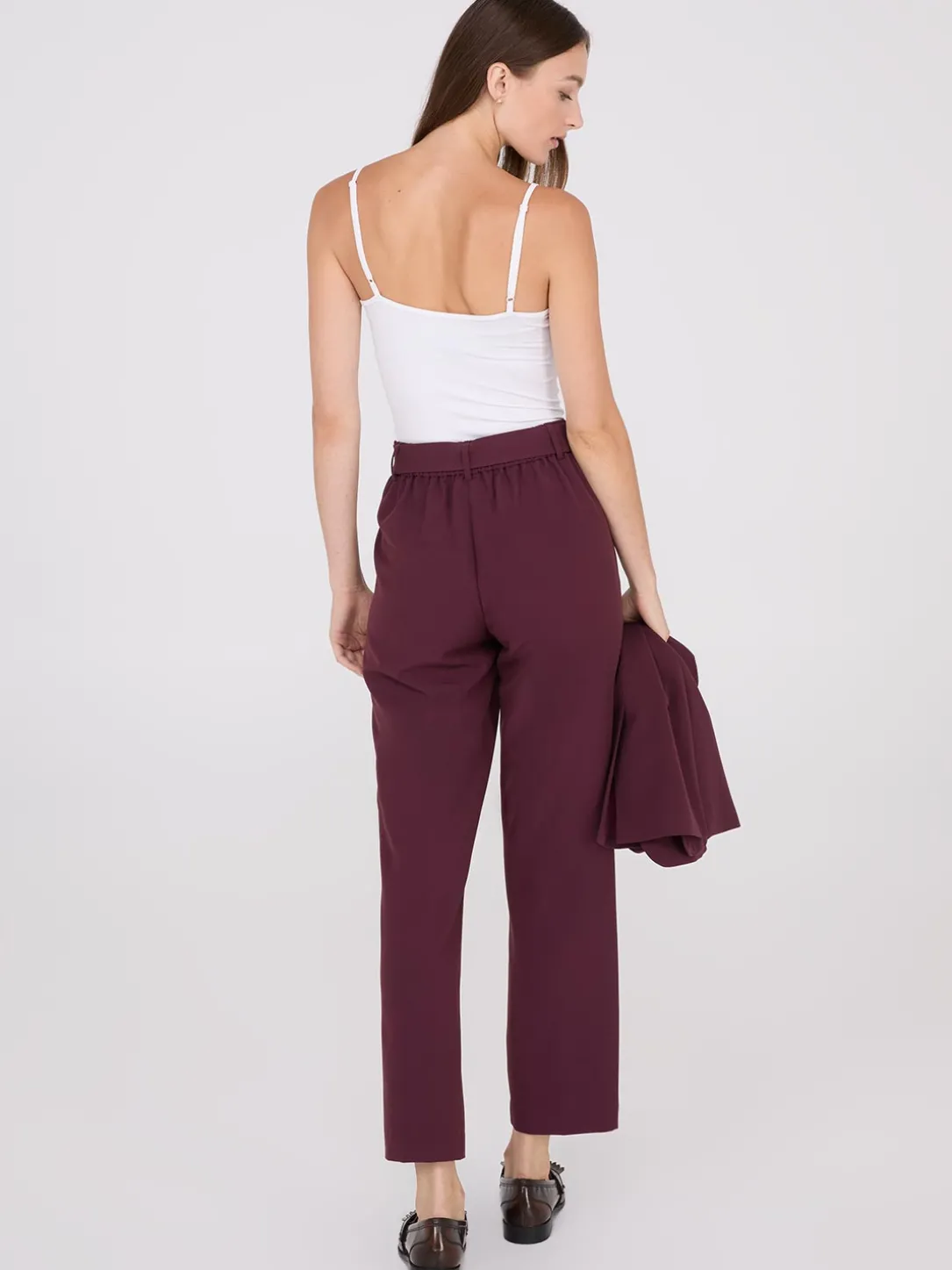 Mid-Rise Pleated Pants
