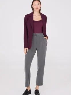 Mid-Rise Pleated Pants