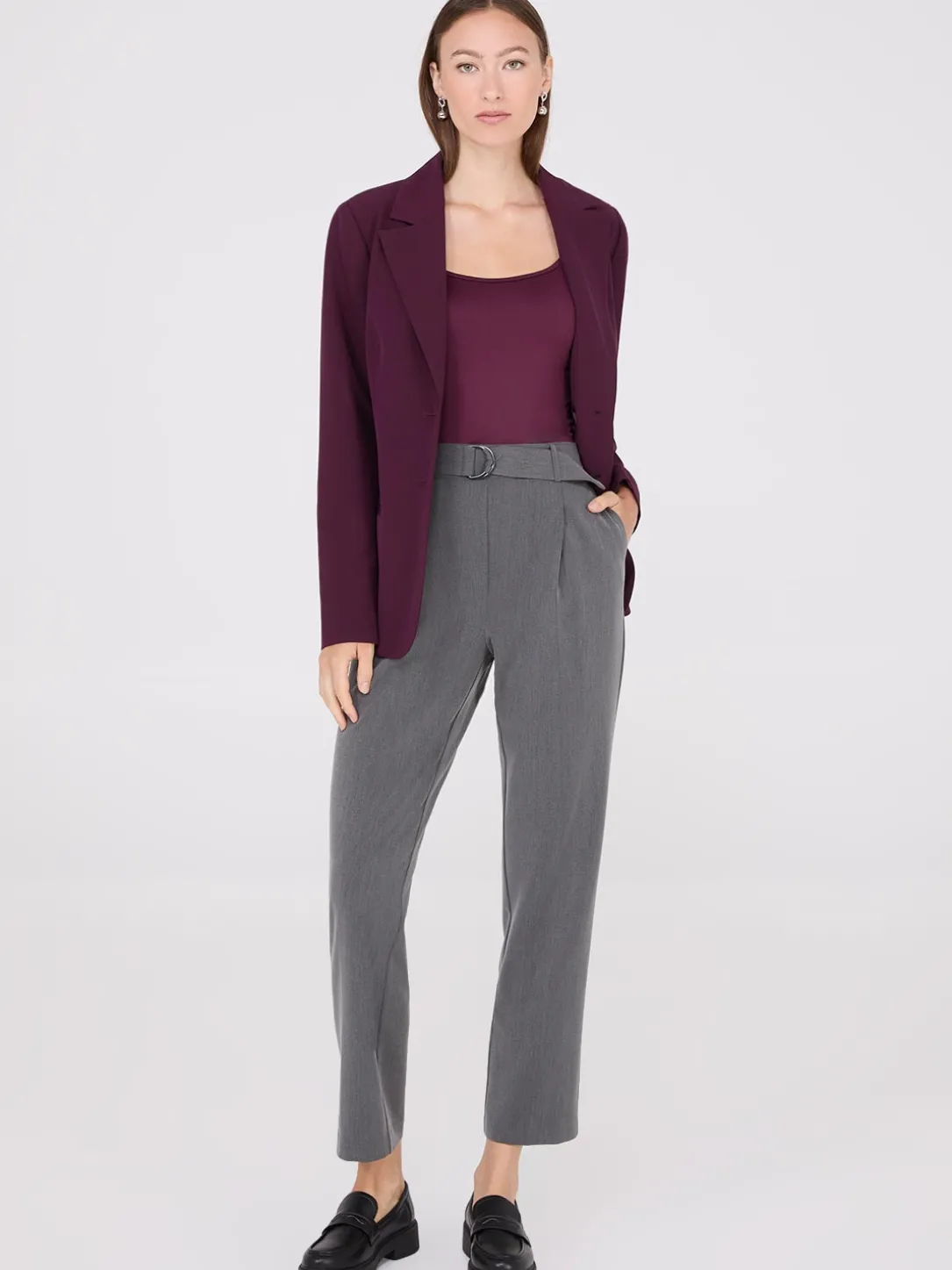 Mid-Rise Pleated Pants