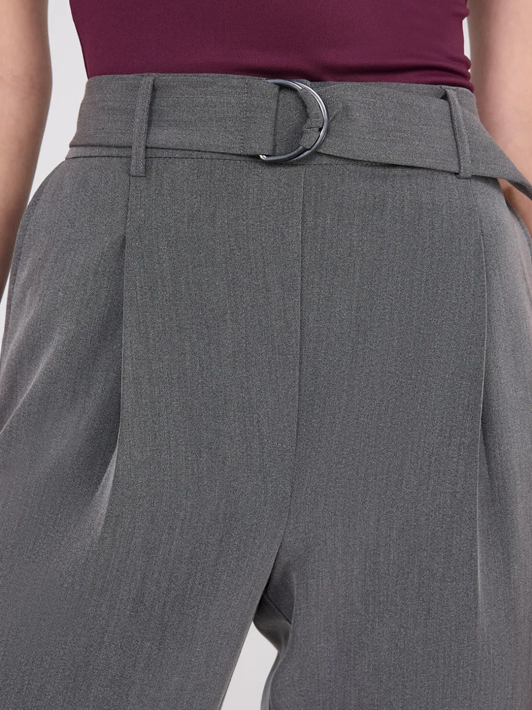 Mid-Rise Pleated Pants