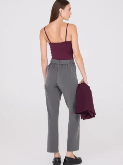 Mid-Rise Pleated Pants