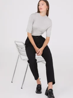 Mid-Rise Pleated Pants