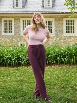 Mid-Rise Pleated Pants