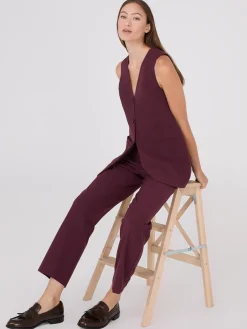 Mid-Rise Pleated Pants