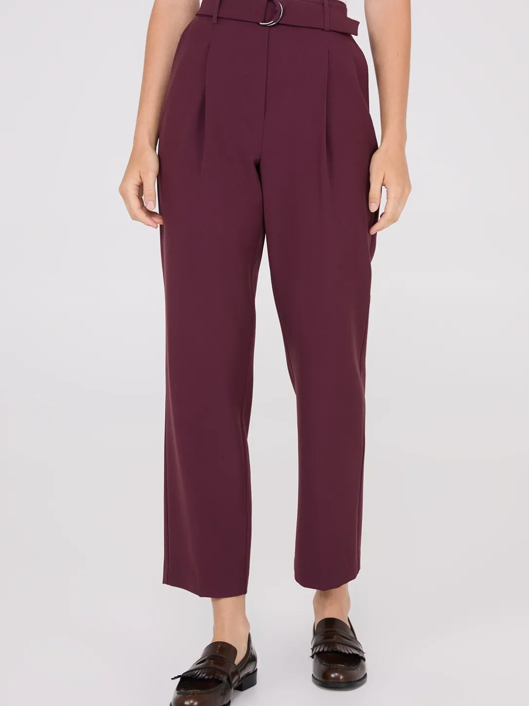 Mid-Rise Pleated Pants