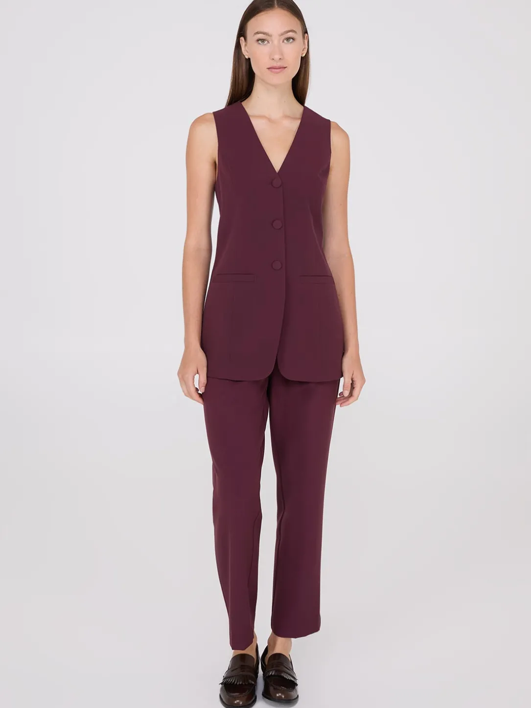 Mid-Rise Pleated Pants