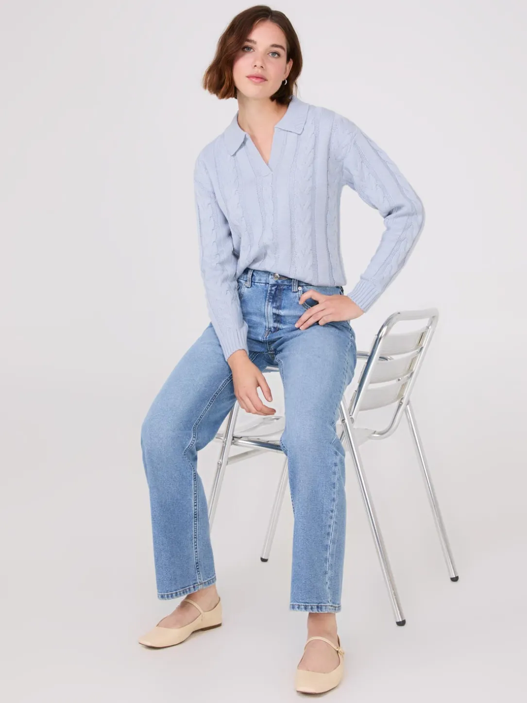 Mid-Rise Straight Leg Jeans