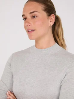 Mock Neck Elbow Sleeve Top