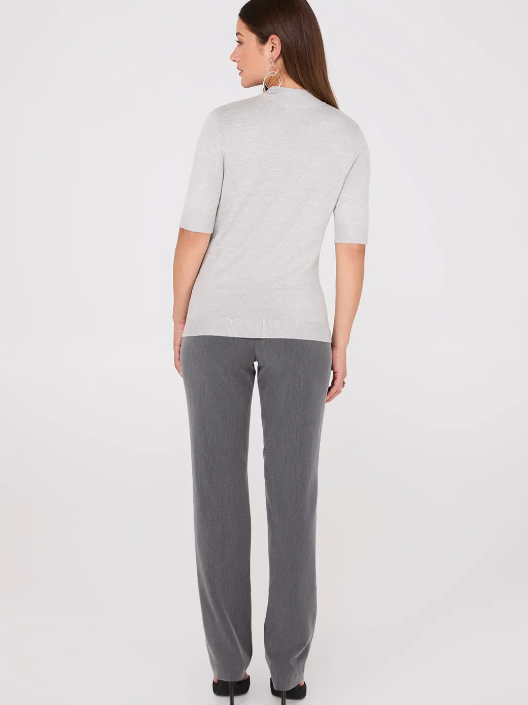 Mock Neck Elbow Sleeve Top