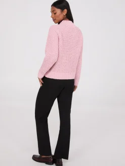 Mock Neck Shaker Stitch Chenille Sweater