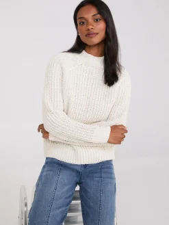 Mock Neck Shaker Stitch Chenille Sweater