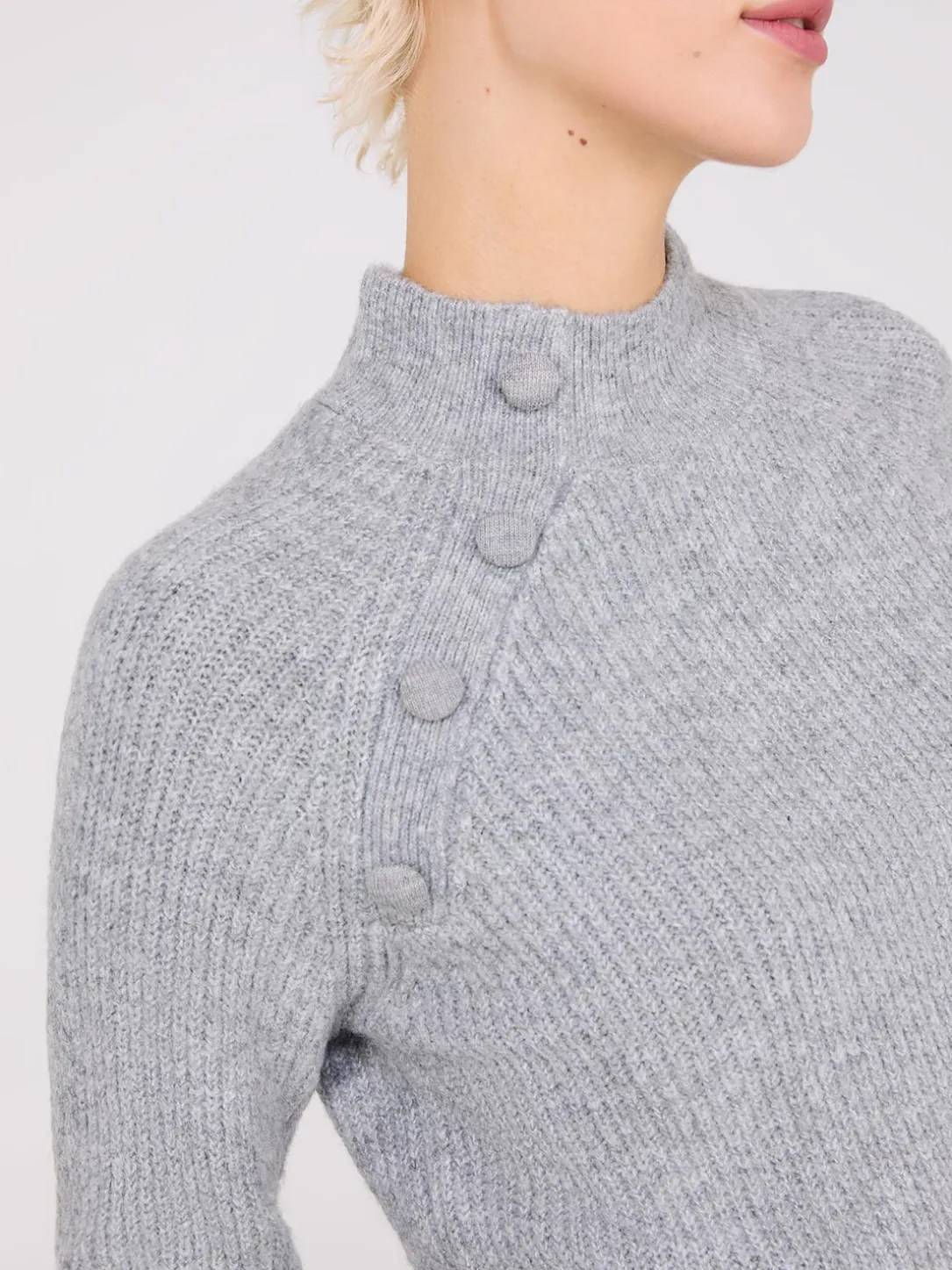 Mock Neck Sweater With Button Details