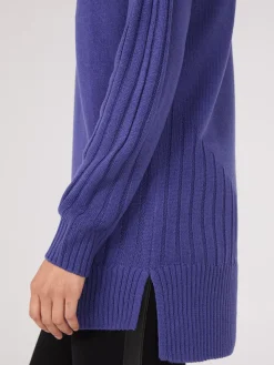 Mock Neck Tunic Sweater With Button Details