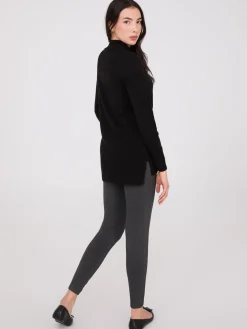 Mock Neck Tunic Sweater With Button Details