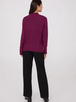 Multi Cable Knit Mock Neck Sweater