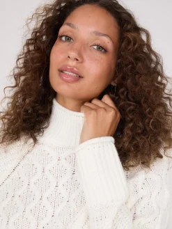 Multi Cable Knit Mock Neck Sweater