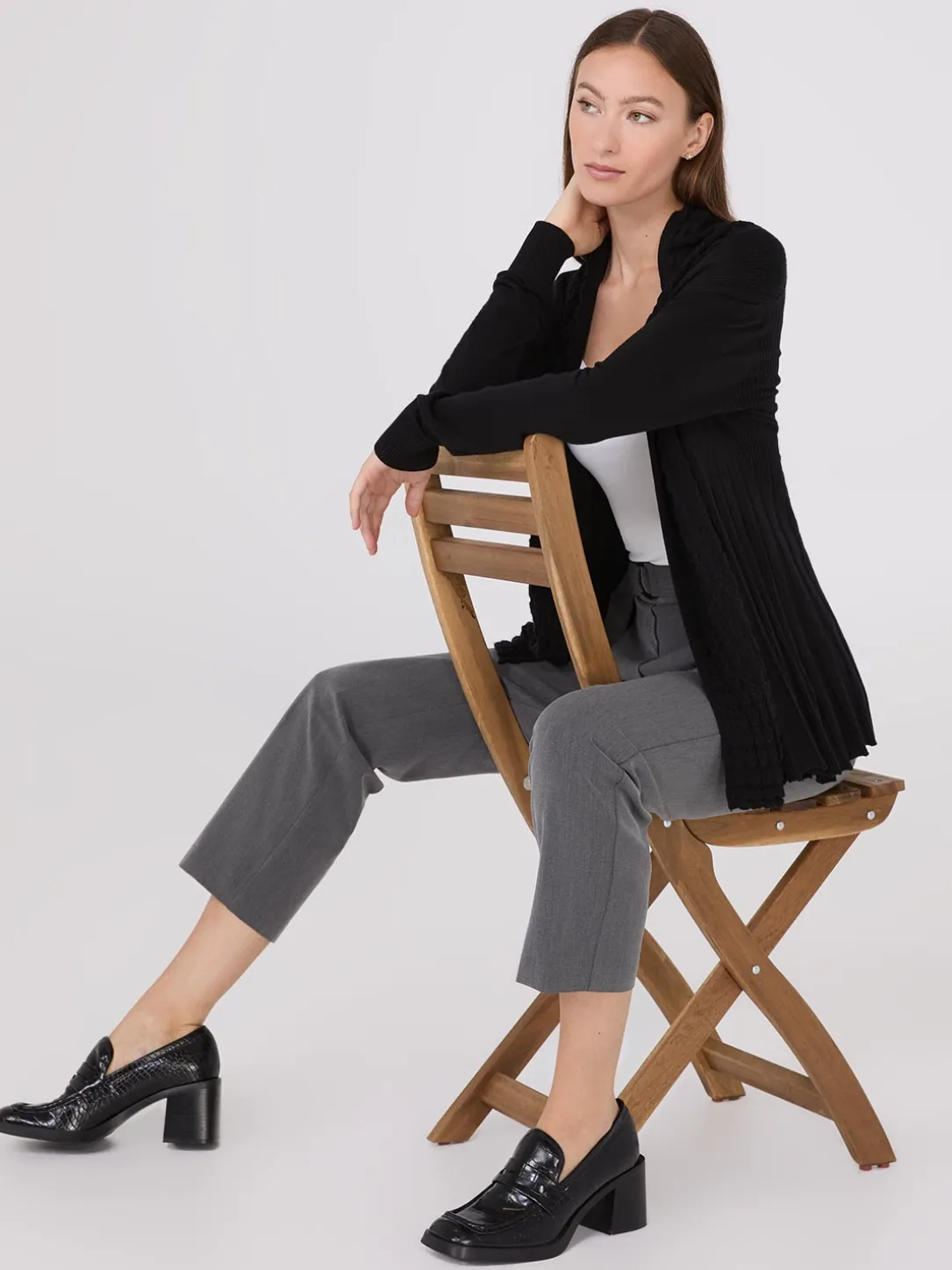 Multi Stitch Shawl Collar Duster Cardigan