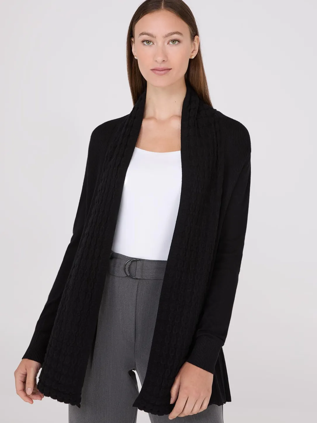 Multi Stitch Shawl Collar Duster Cardigan