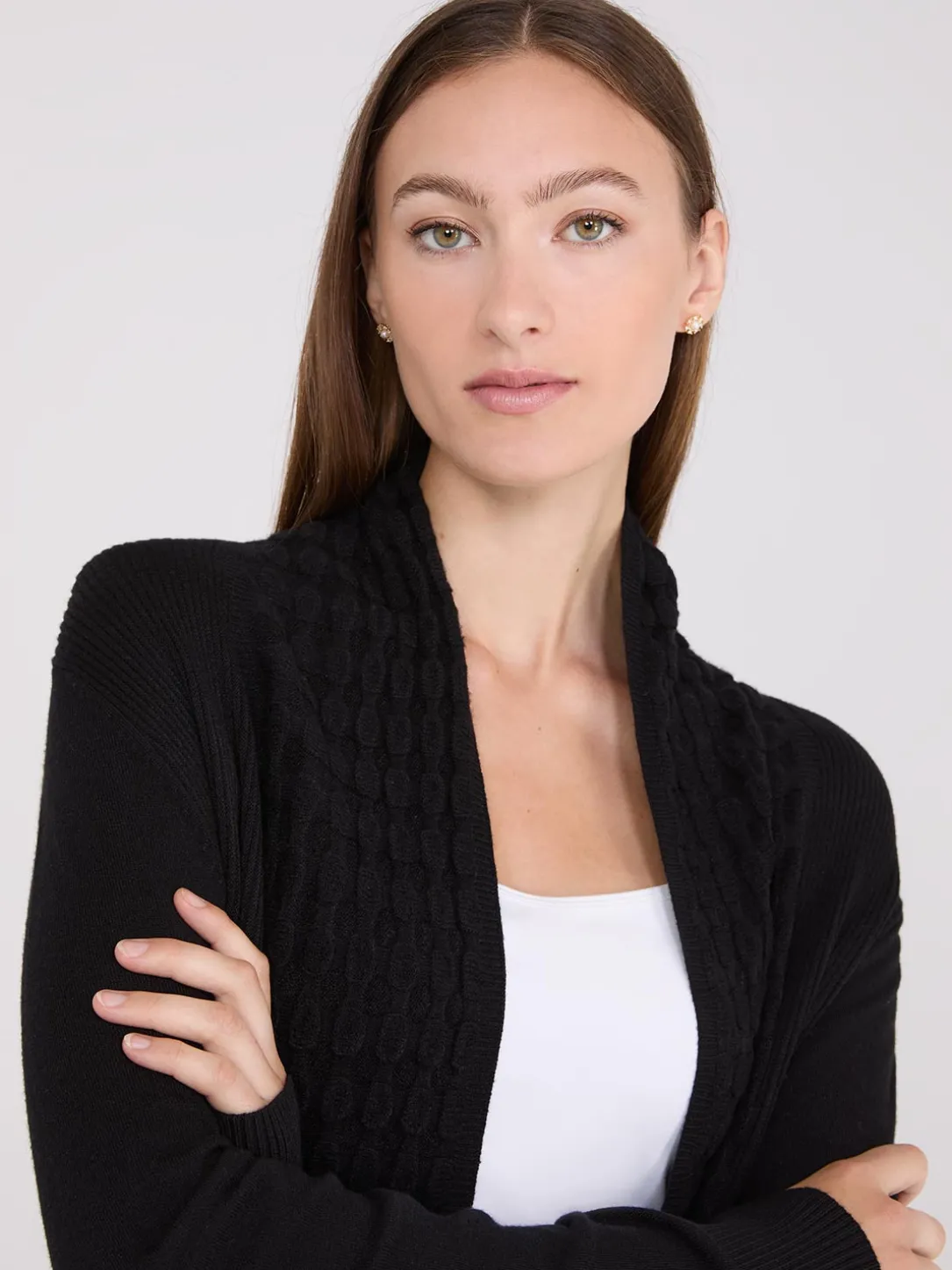 Multi Stitch Shawl Collar Duster Cardigan