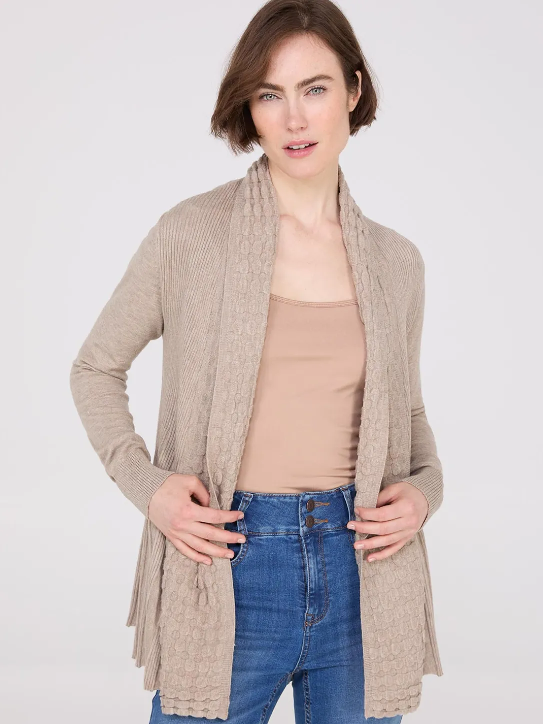Multi Stitch Shawl Collar Duster Cardigan