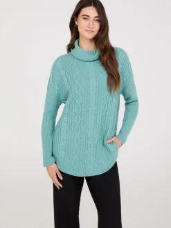 Multi-Cable Turtleneck Sweater