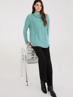 Multi-Cable Turtleneck Sweater