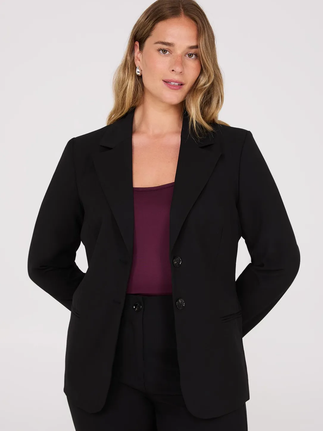 Notch Collar 2-Button Blazer
