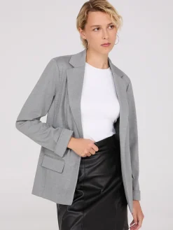 Notch Collar Open-Front Blazer