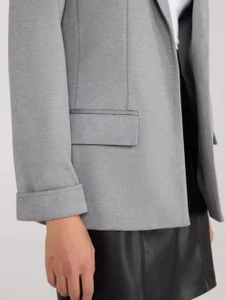 Notch Collar Open-Front Blazer