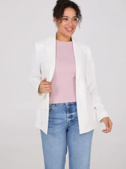 Notch Collar Open-Front Blazer