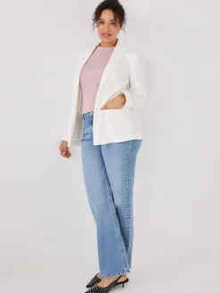 Notch Collar Open-Front Blazer