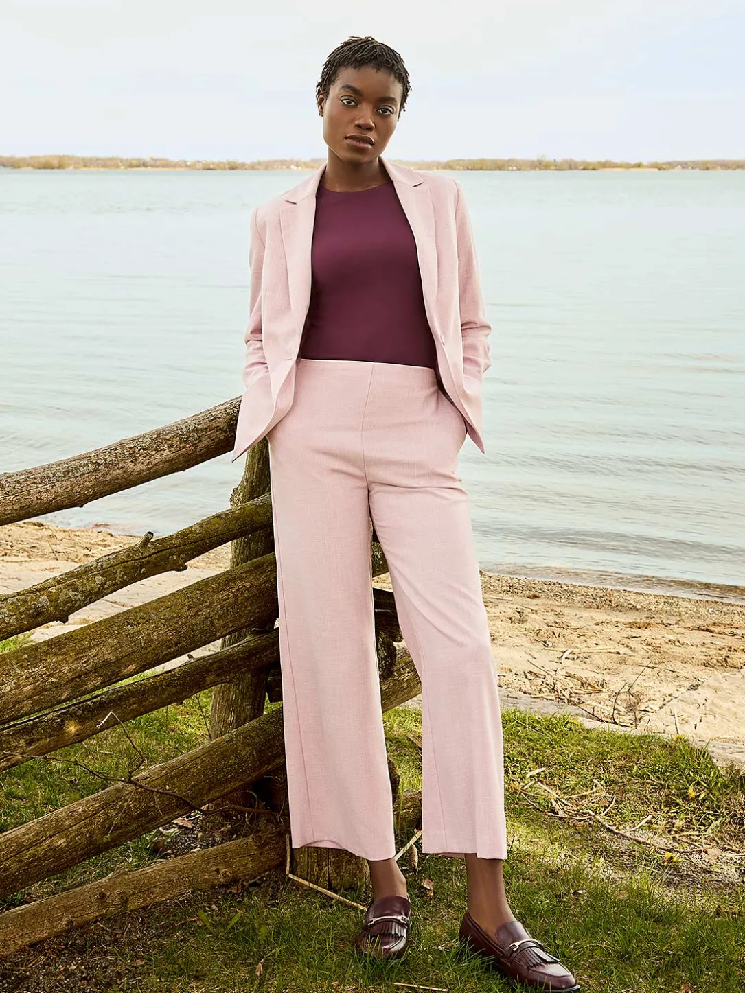 One-Button Ruched 3/4 Sleeve Blazer