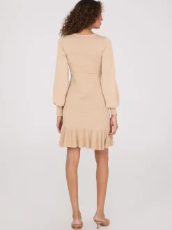 Ottoman Stitch Dress With Peplum Hem