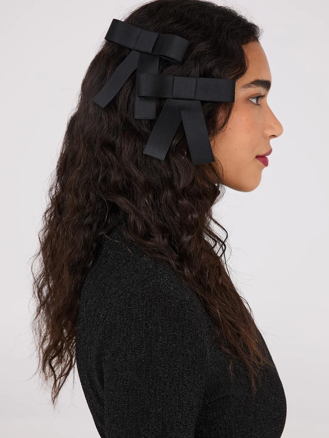 2-Pack Black Bow Hair Clips
