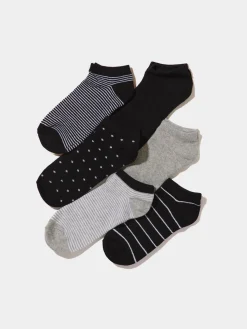 6-Pack Of Striped & Dot Print Socks