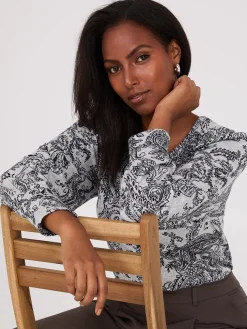 Paisley Print Balloon Sleeve Top