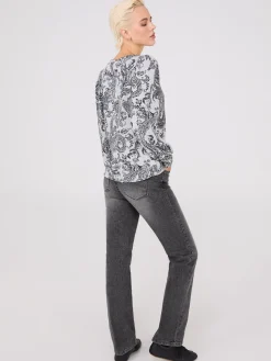 Paisley Print Balloon Sleeve Top