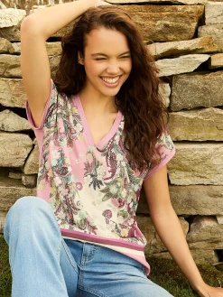 Paisley Print Short Dolman Sleeve Top